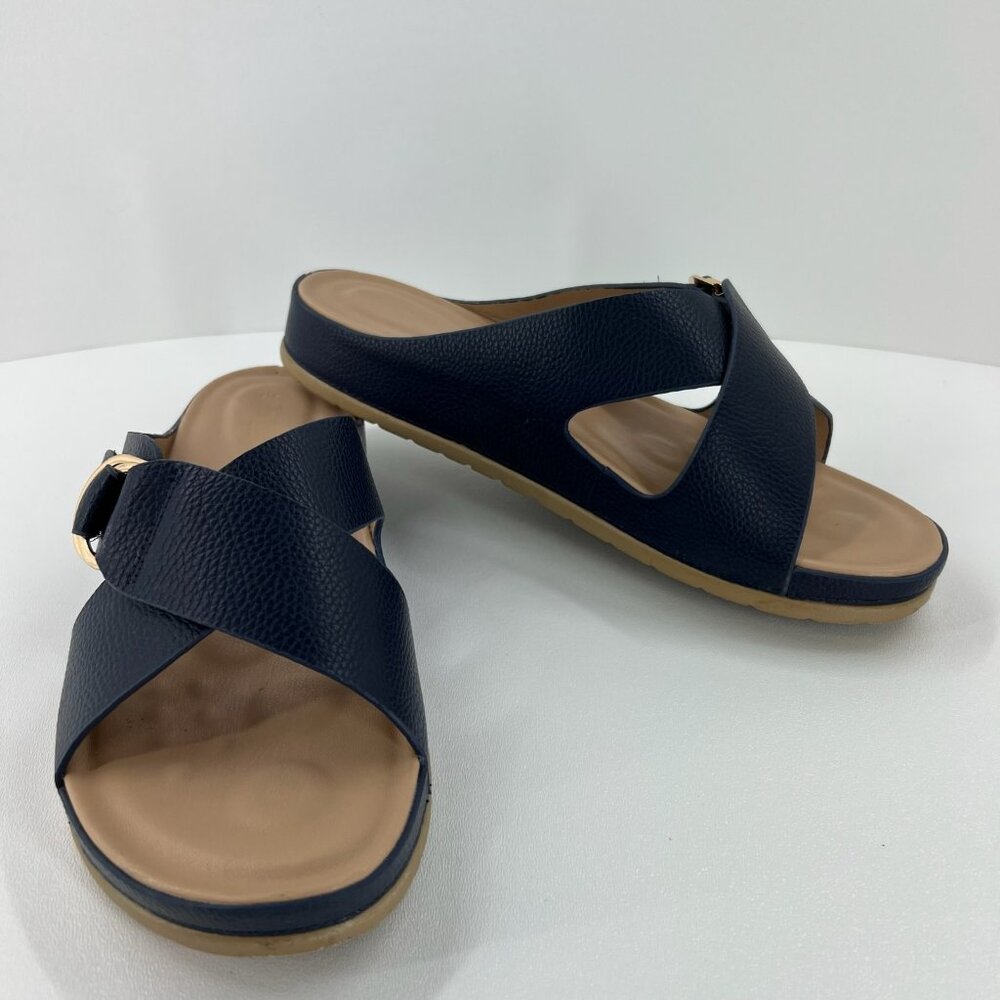 Patrizia by Spring Step Rutha Slide Sandals Women 10 Criss Cross Vegan Navy Blue - Picture 7 of 13